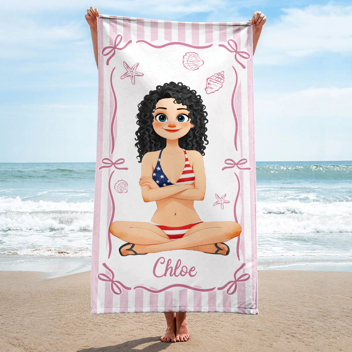 Blue Ocean Bestie - Personalized Custom Beach Towel - Image 5