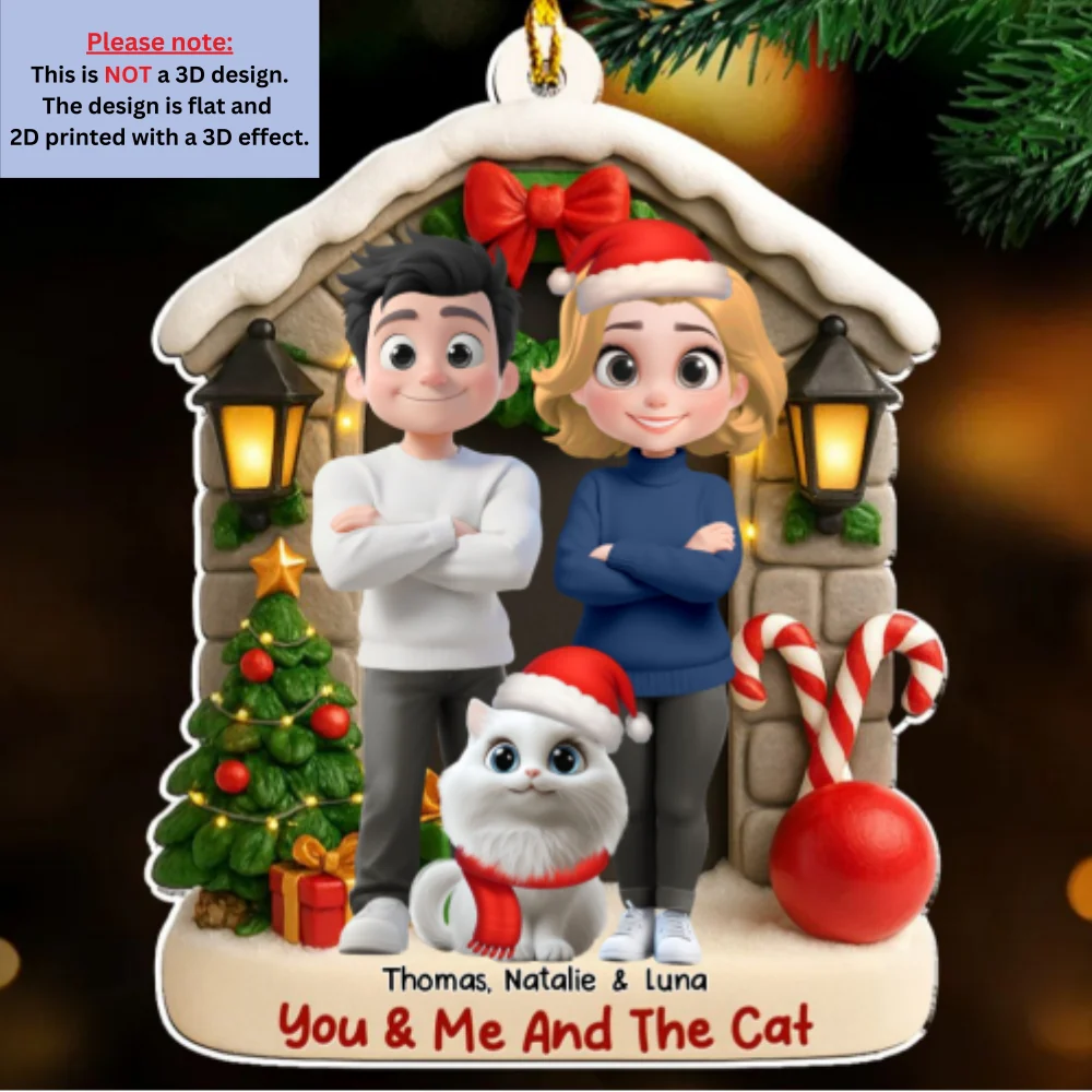 Bond Of Cat Love - Personalized Custom 3D Effect Acrylic Ornament - Image 7