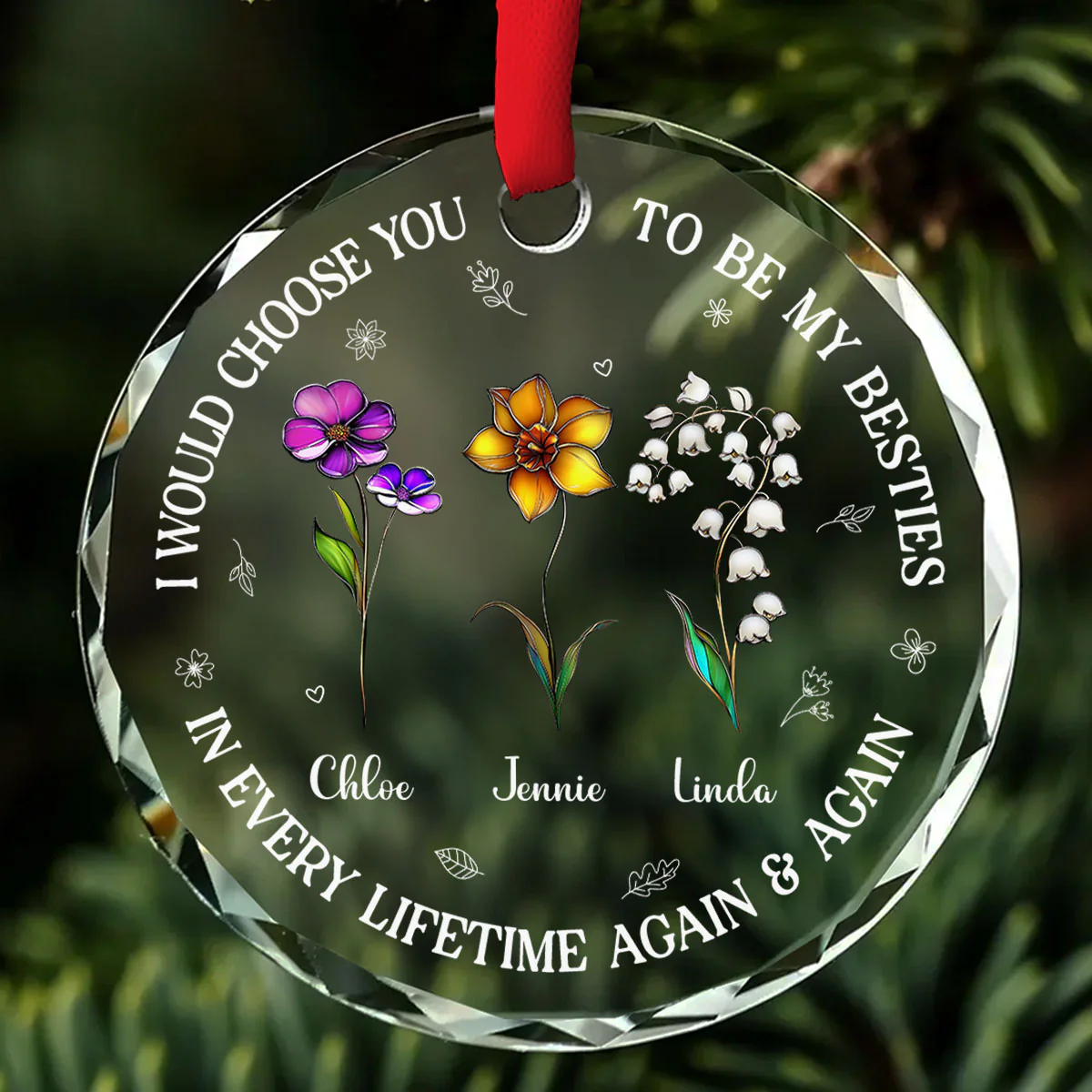 Bonded By Heart - Personalized Custom Glass Ornament