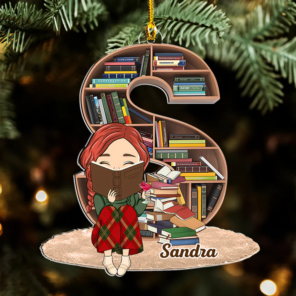 Book Lover Bookworm - Personalized Custom Acrylic Ornament - Image 4