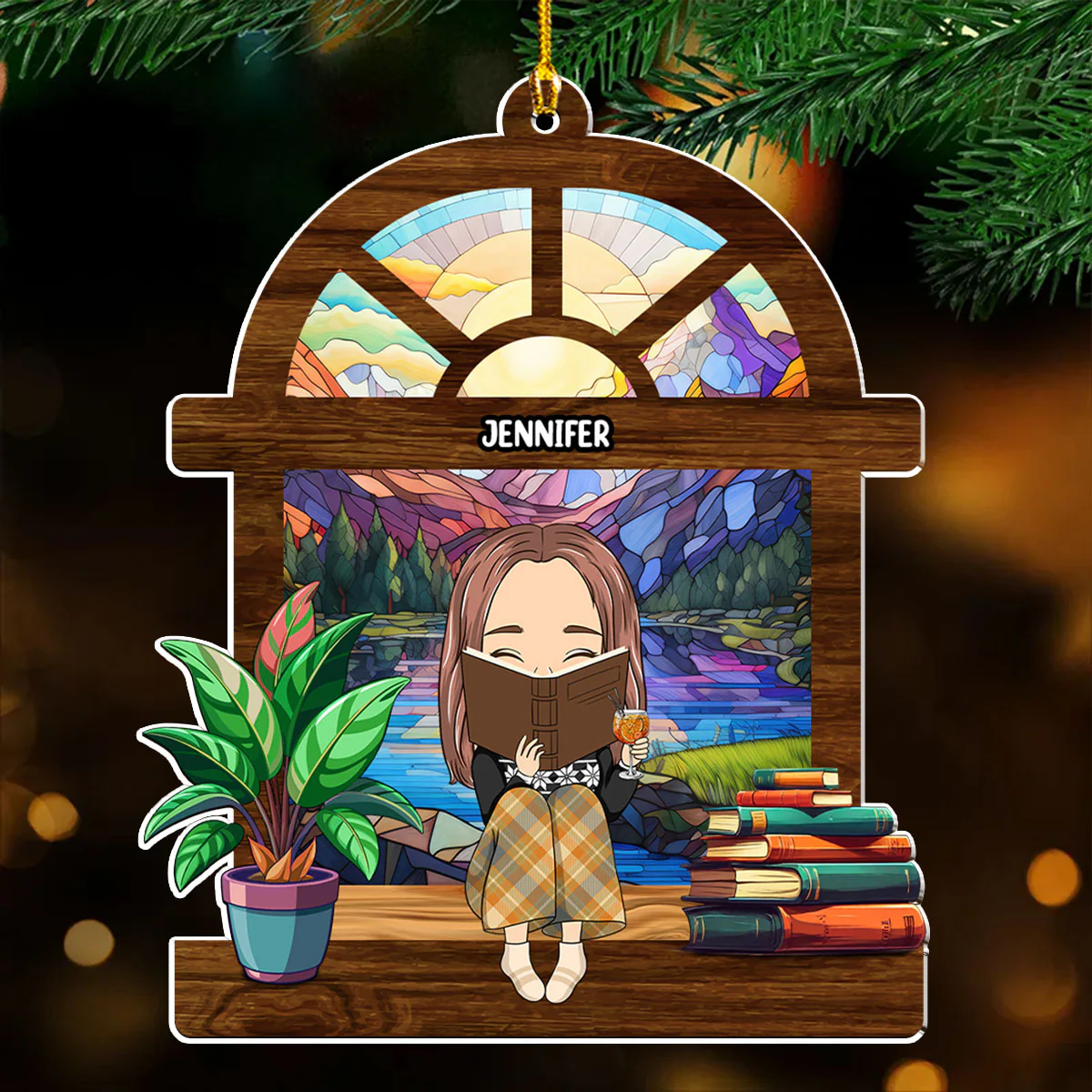 Book Lover - Personalized Custom Acrylic Ornament - Image 5