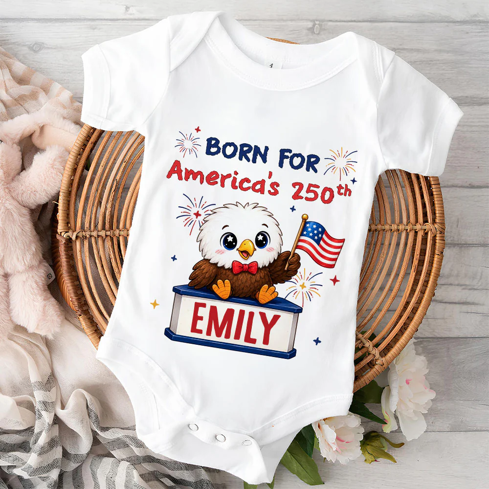 Born For America 250 - Personalized Custom Baby Onesie - Image 2