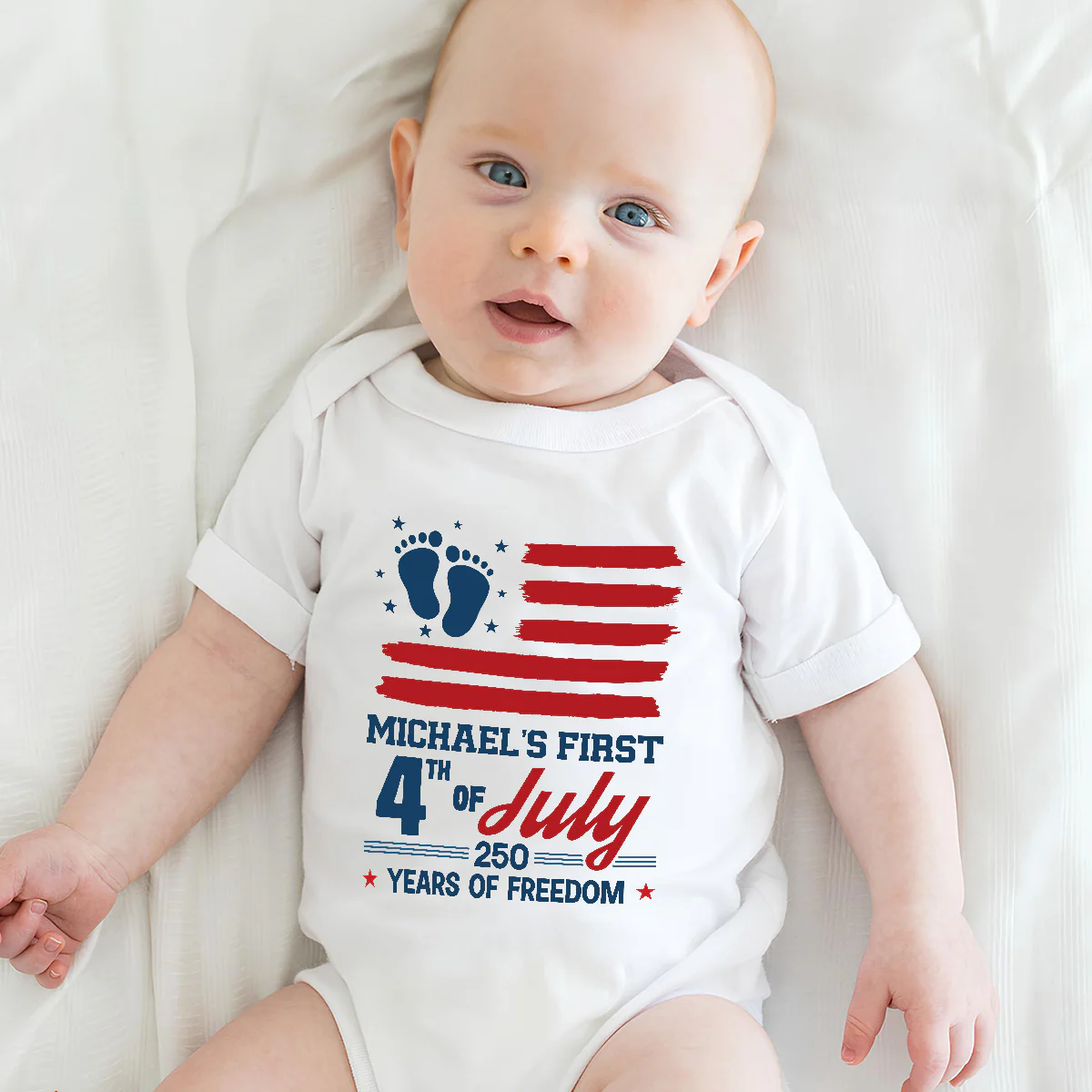 Born In America - Personalized Custom Baby Onesie - Image 2