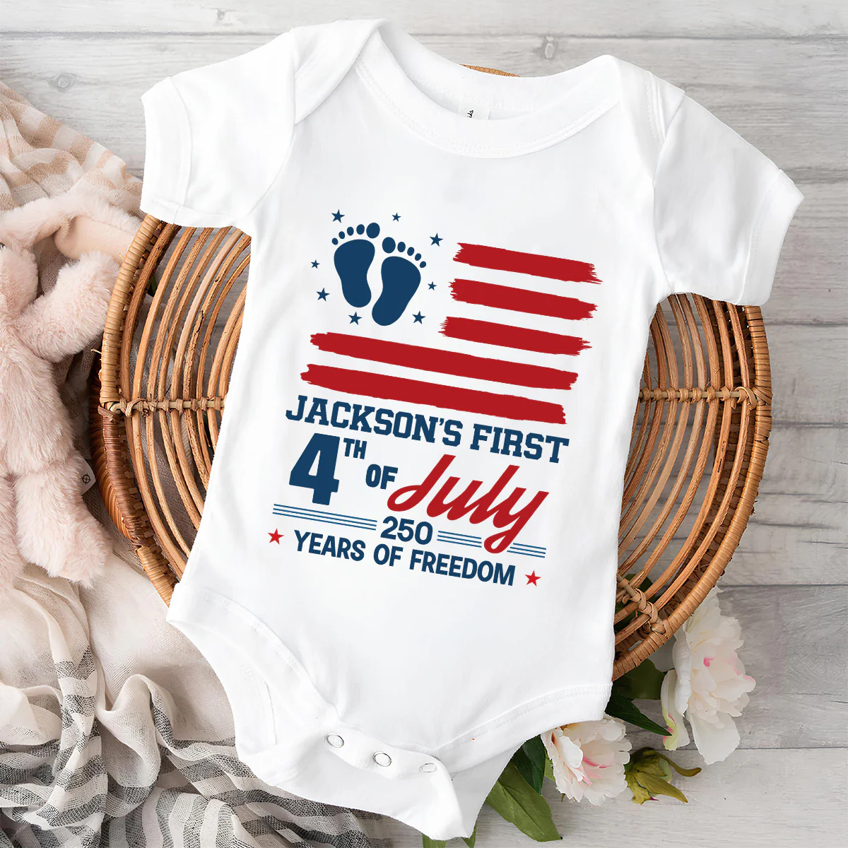 Born In America - Personalized Custom Baby Onesie - Image 3