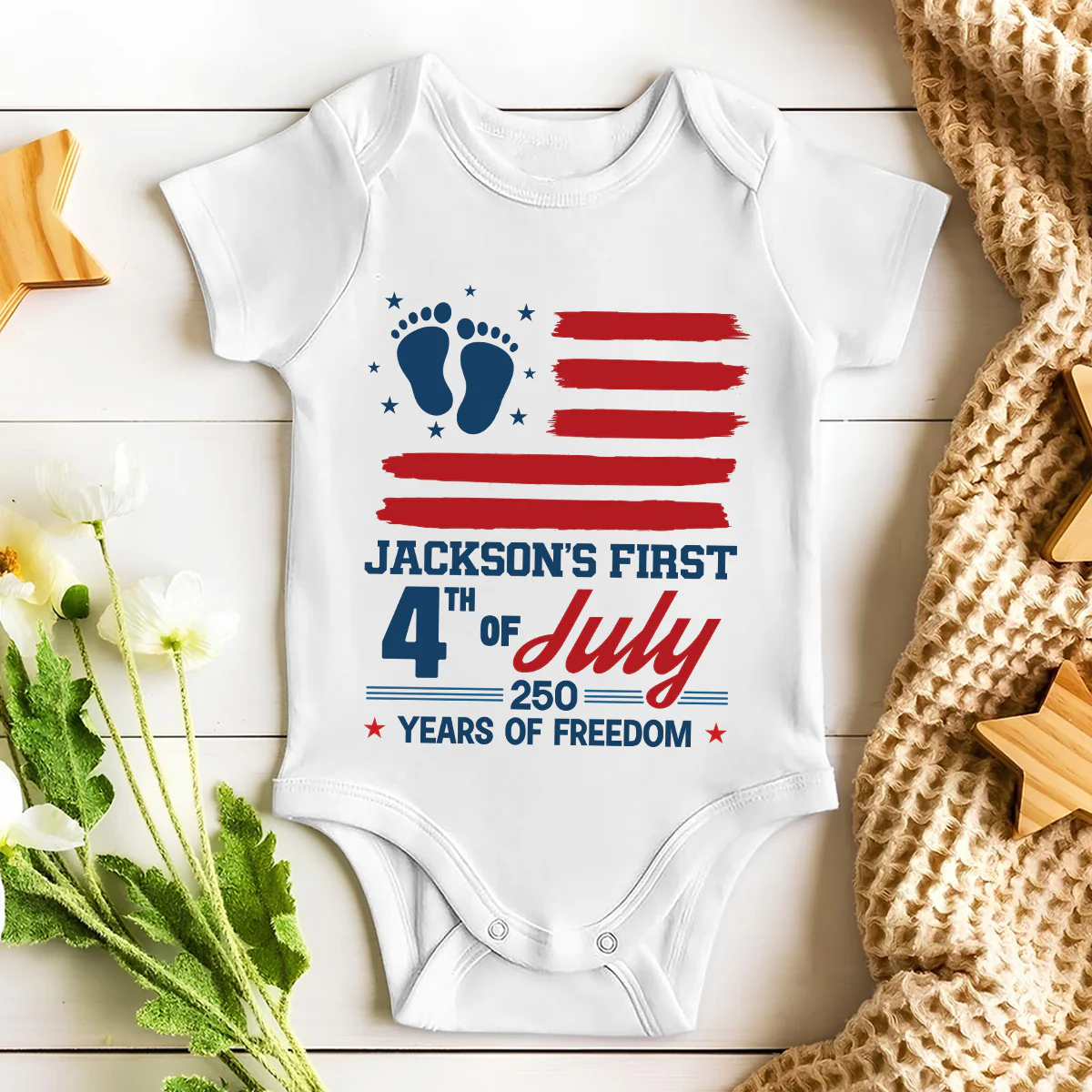 Born In America - Personalized Custom Baby Onesie - Image 4