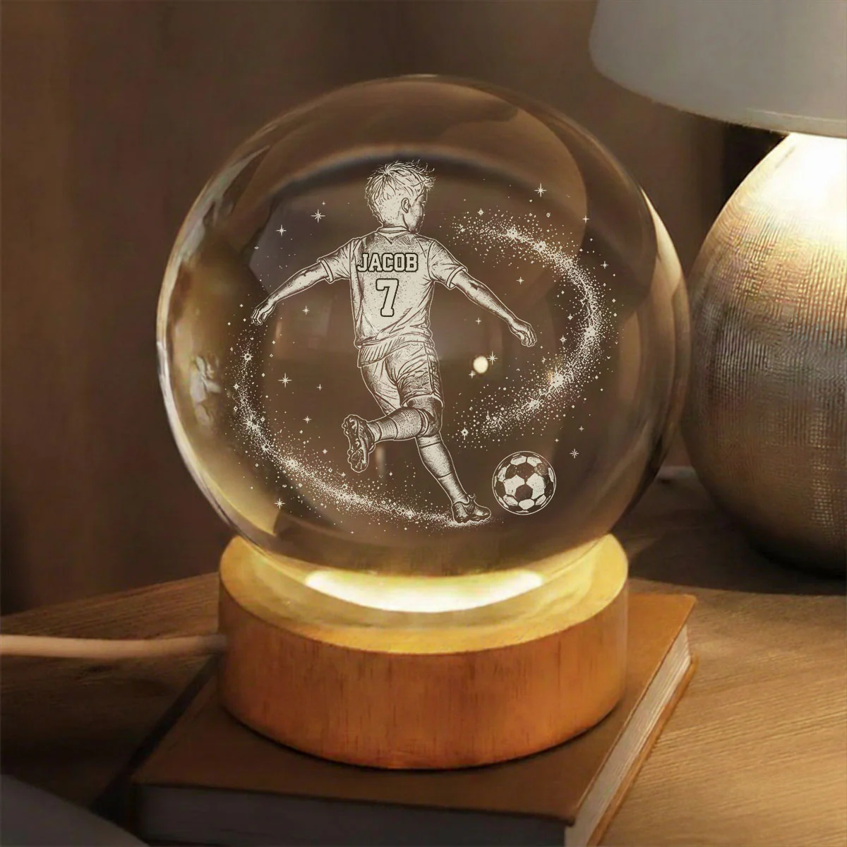 Born To Shine - Personalized Custom Crystal Globe Lamp - Image 2