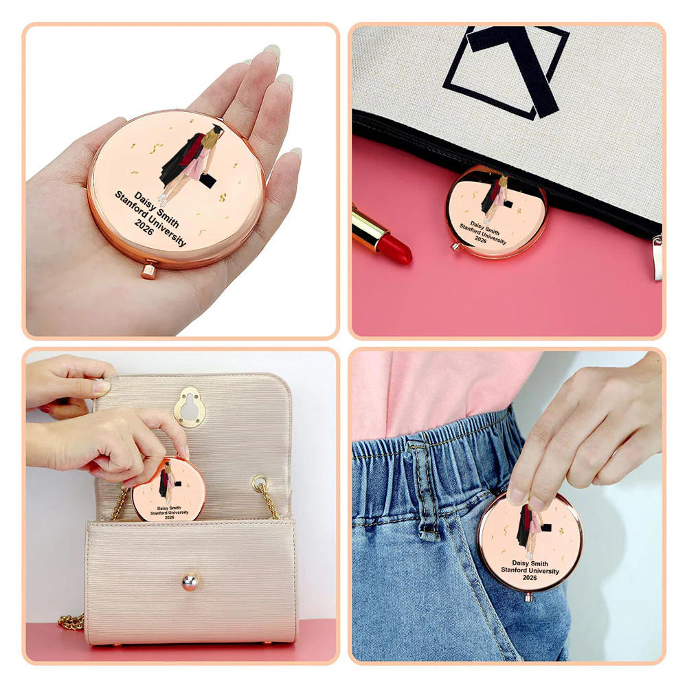 Brains As Well As Beauty - Personalized Custom Compact Mirror - Image 4