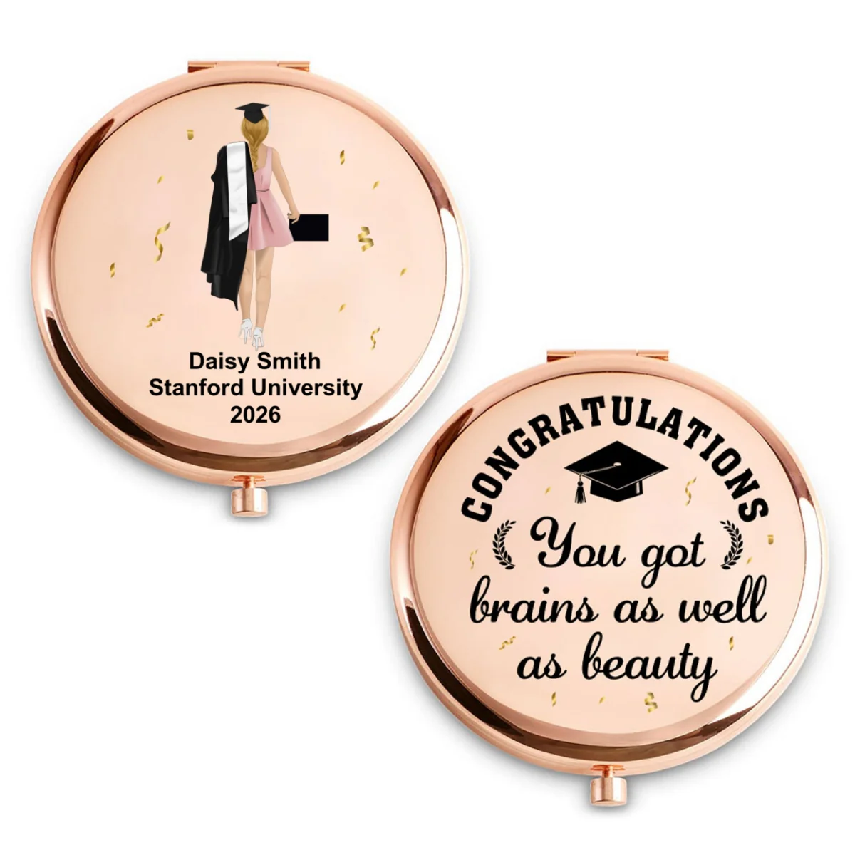Brains As Well As Beauty - Personalized Custom Compact Mirror - Image 5