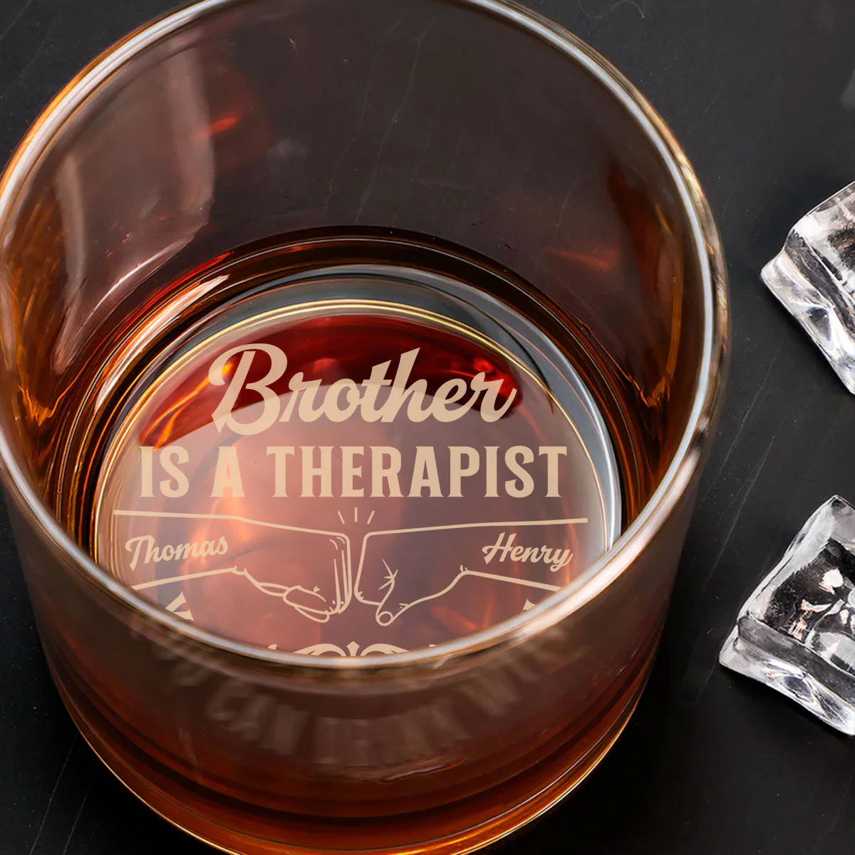 Brothers Make The Best Therapists - Personalized Custom Engraved Whiskey Glass - Image 2