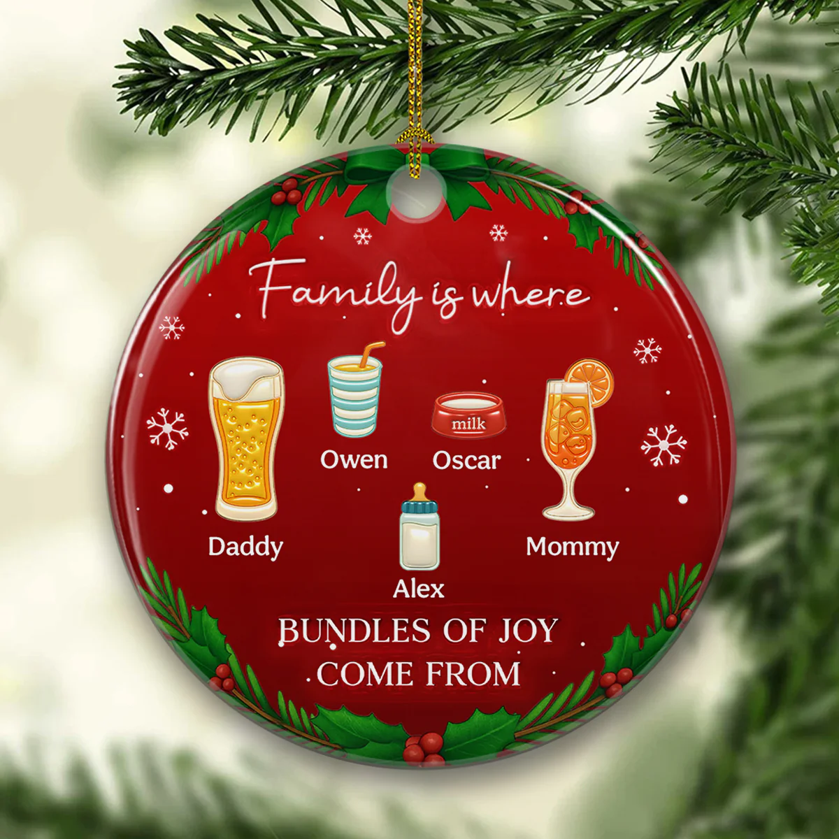Bundles Of Joy - Personalized Custom 3D Inflated Effect Ceramic Ornament - Image 5