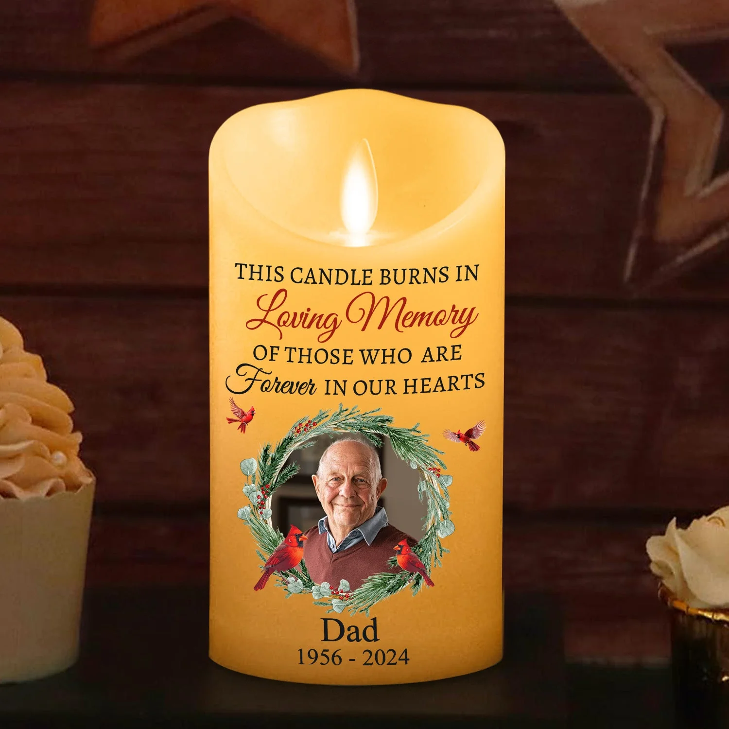 Burns In Loving Memory - Personalized Custom LED Candle