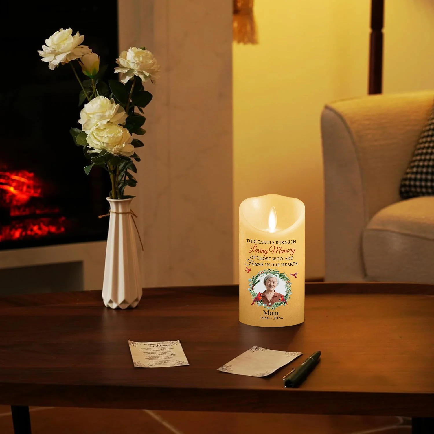 Burns In Loving Memory - Personalized Custom LED Candle - Image 3