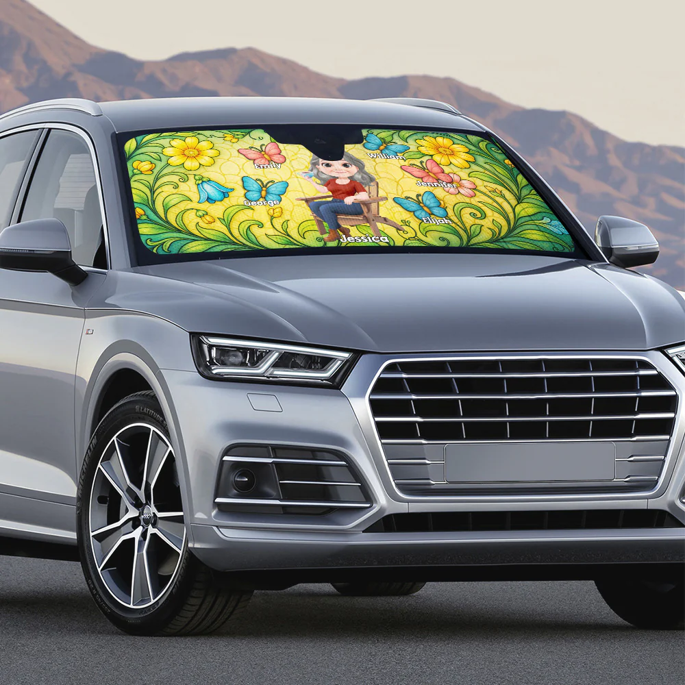 Butterfly Grandma - Personalized Custom Car Sunshade - Image 4