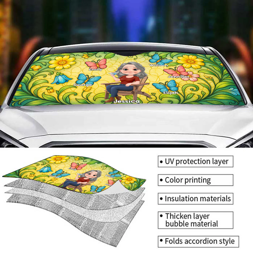 Butterfly Grandma - Personalized Custom Car Sunshade - Image 5