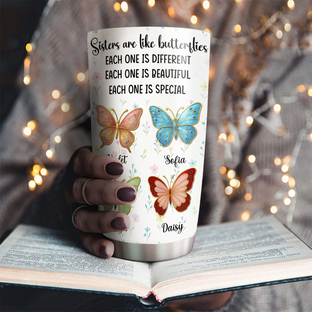 Butterfly Sisters - Personalized Custom Tumbler - Image 3