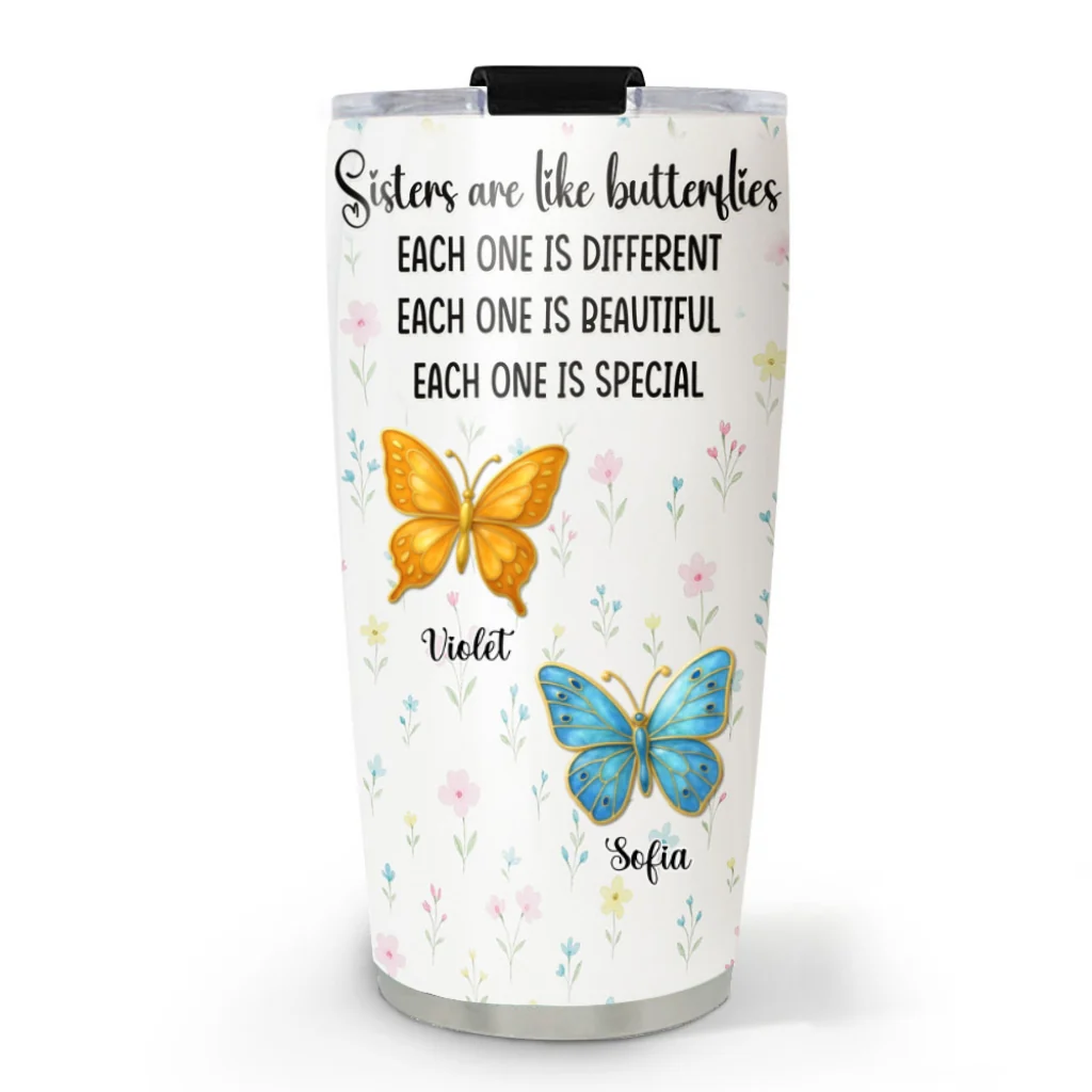 Butterfly Sisters - Personalized Custom Tumbler - Image 6