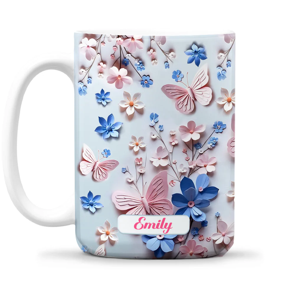 Butterfly With Flower - Personalized Custom 3D Inflated Effect Mug - Image 7