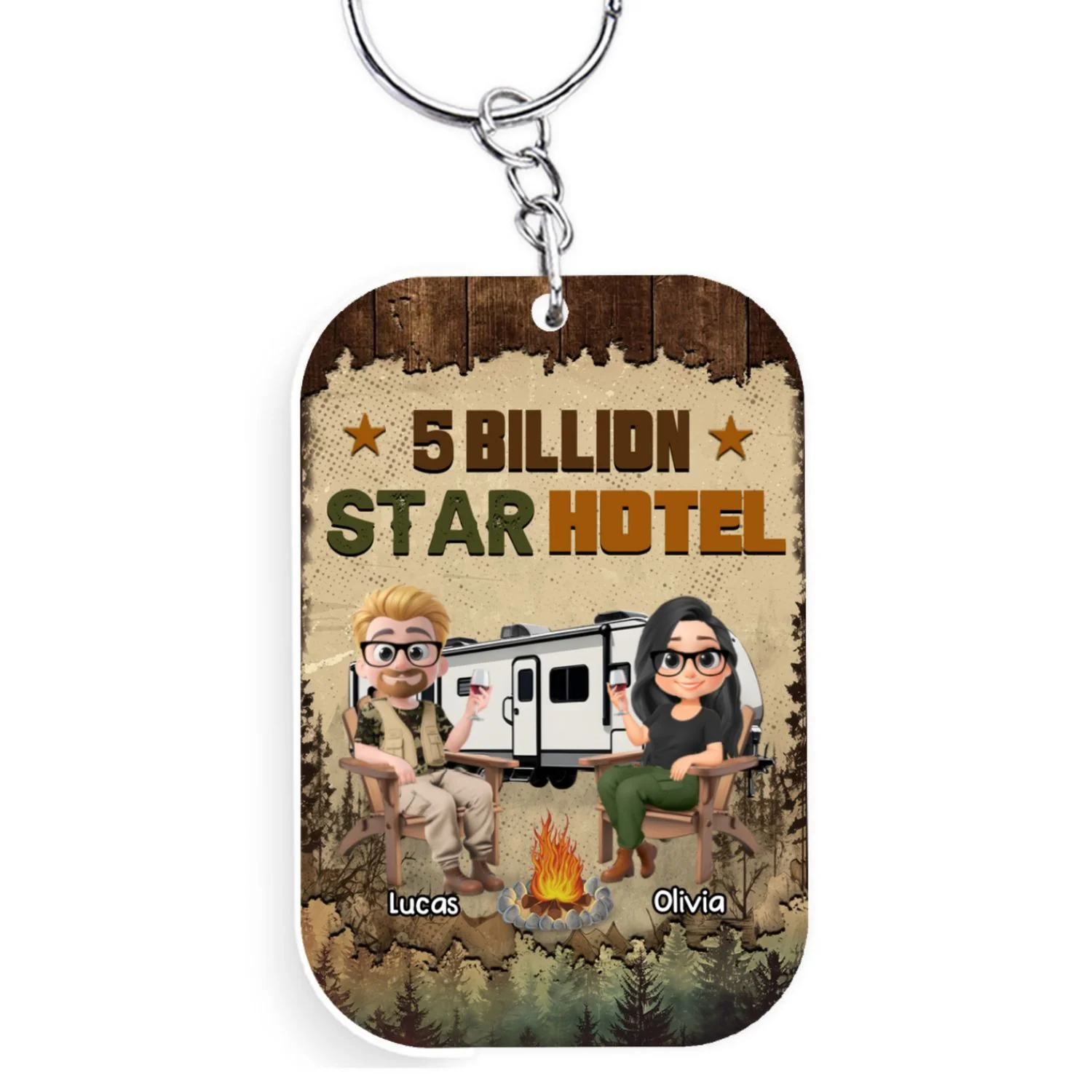 Camping Cartoon - Personalized Custom Acrylic Keychain - Image 7