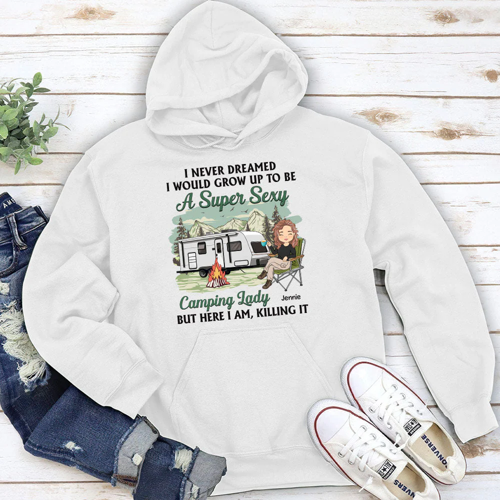 Camping Lady 3 - Personalized Custom Hoodie - Image 3