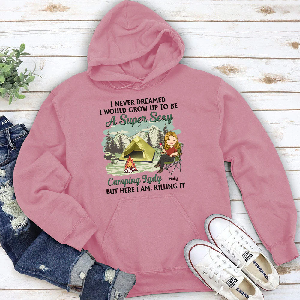Camping Lady 3 - Personalized Custom Hoodie - Image 4