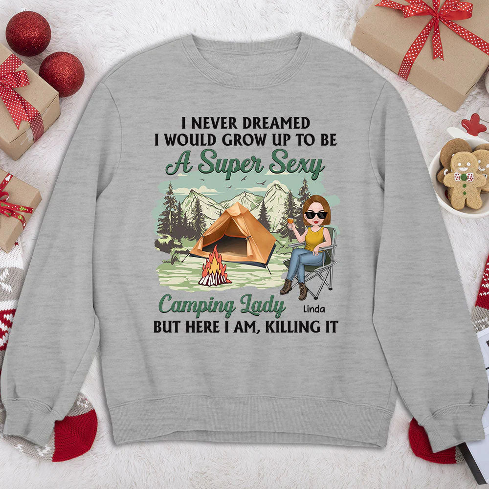 Camping Lady - Personalized Custom Sweatshirt - Image 2