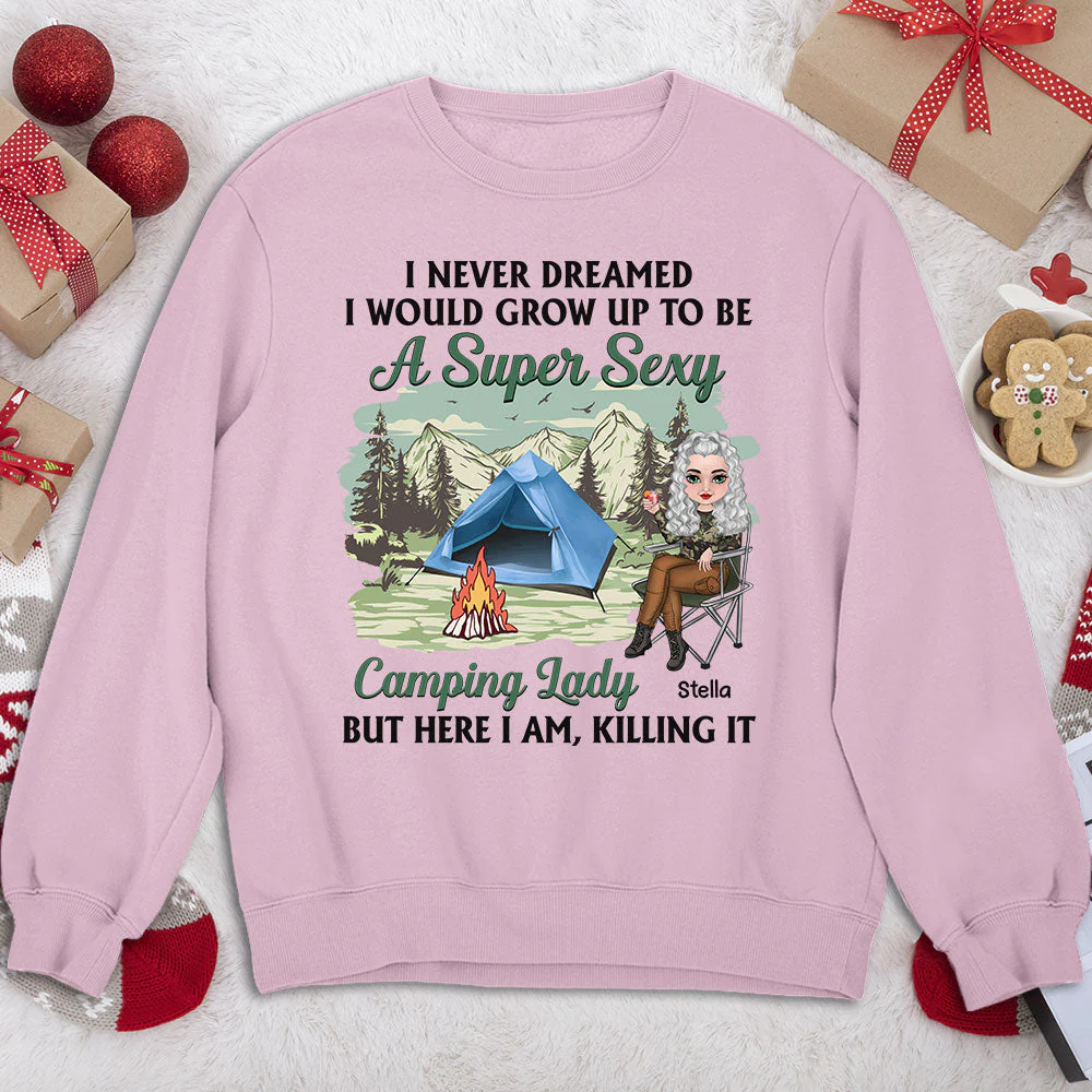 Camping Lady - Personalized Custom Sweatshirt - Image 3