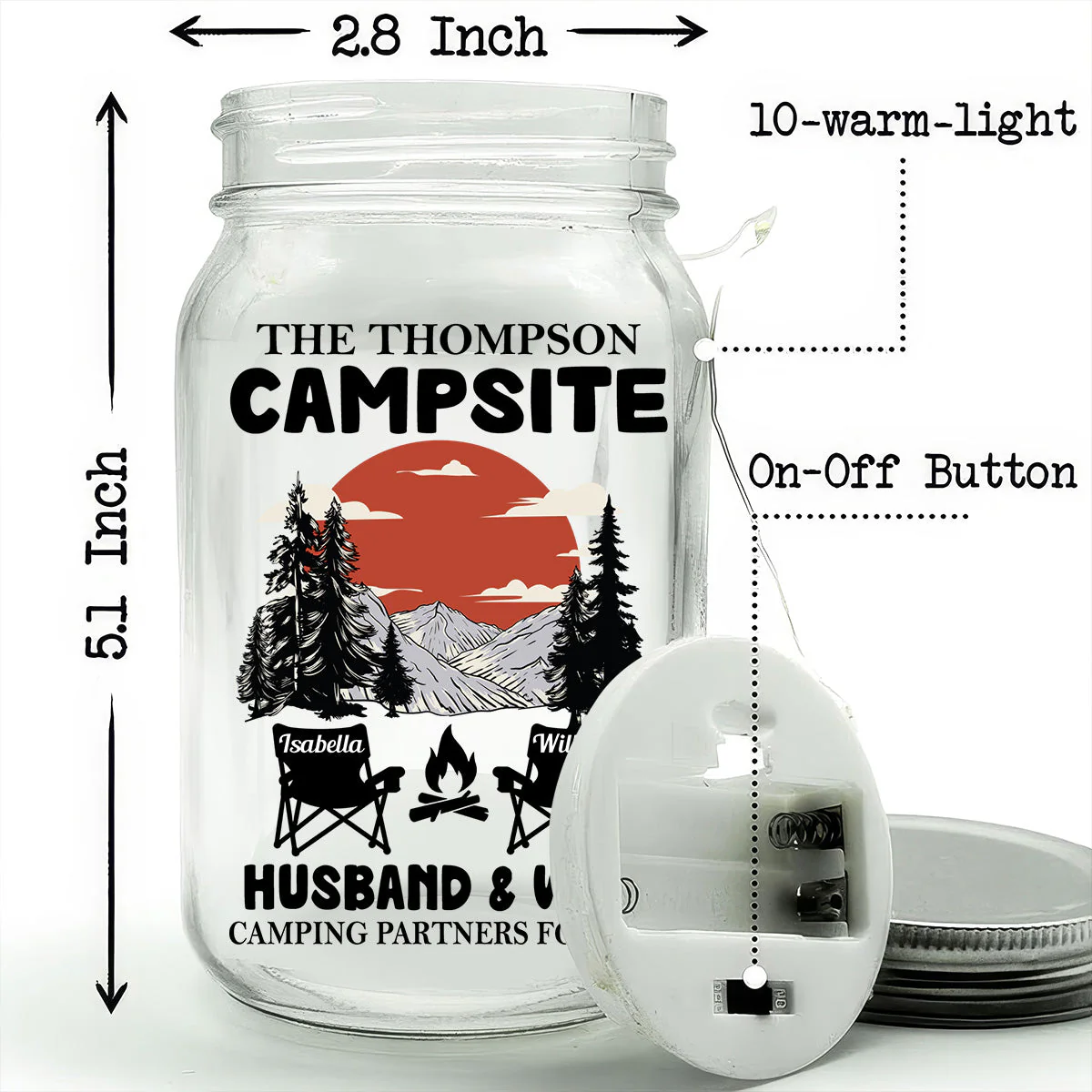 Campsite - Personalized Custom Mason Jar Light - Image 5