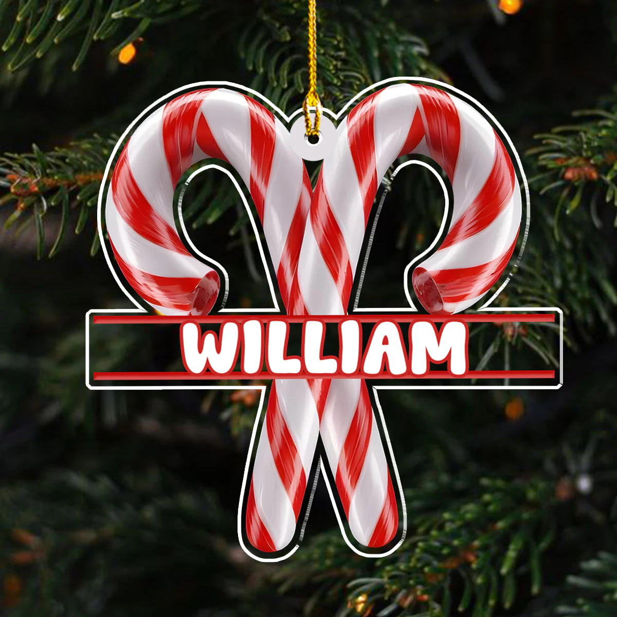 Candy Cane - Personalized Custom Acrylic Ornament - Image 2