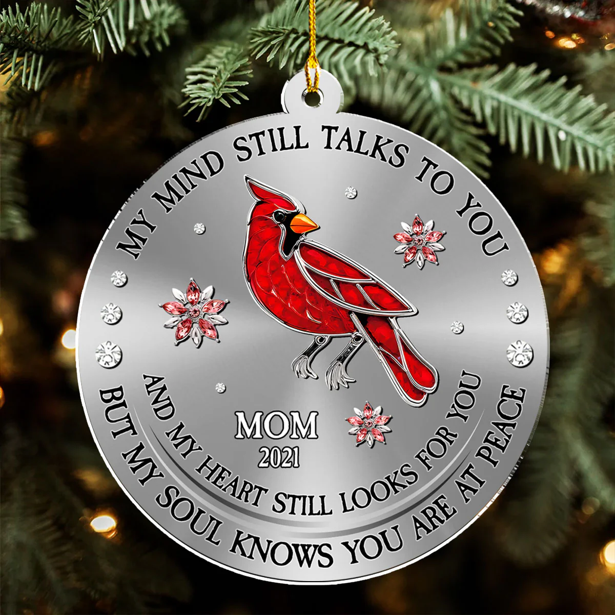 Cardinal Hummingbird My Mind My Heart My Soul - Personalized Custom Acrylic Ornament - Image 3