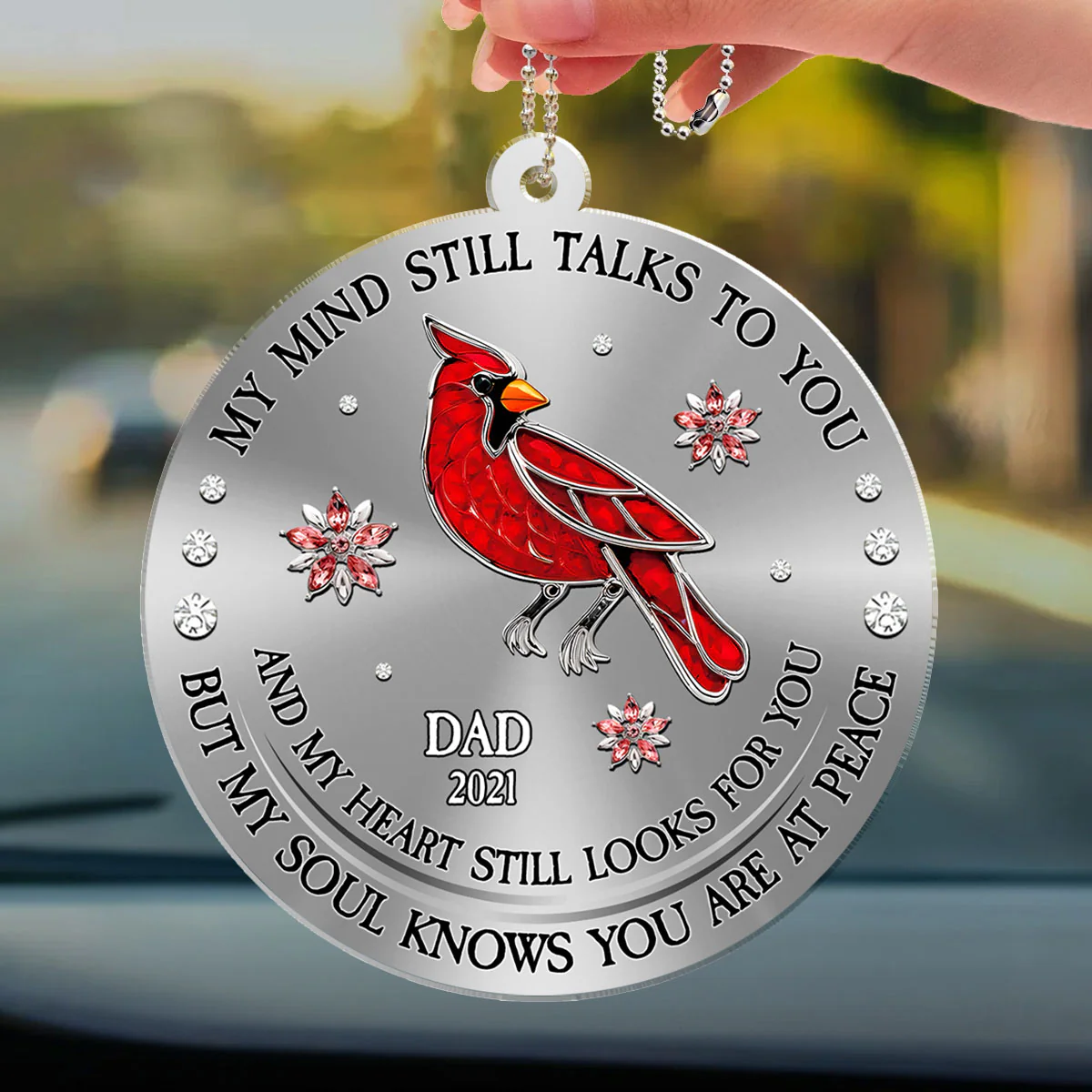 Cardinal Hummingbird My Mind My Heart My Soul - Personalized Custom Car Ornament - Image 3