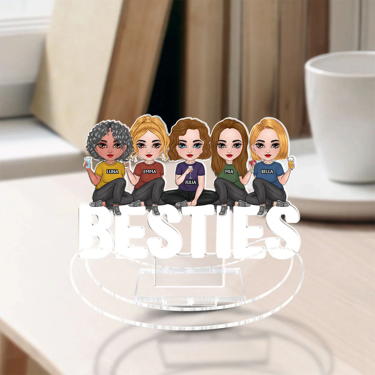 Cartoon Bestie - Personalized Custom Acrylic Shaking Stand - Image 4