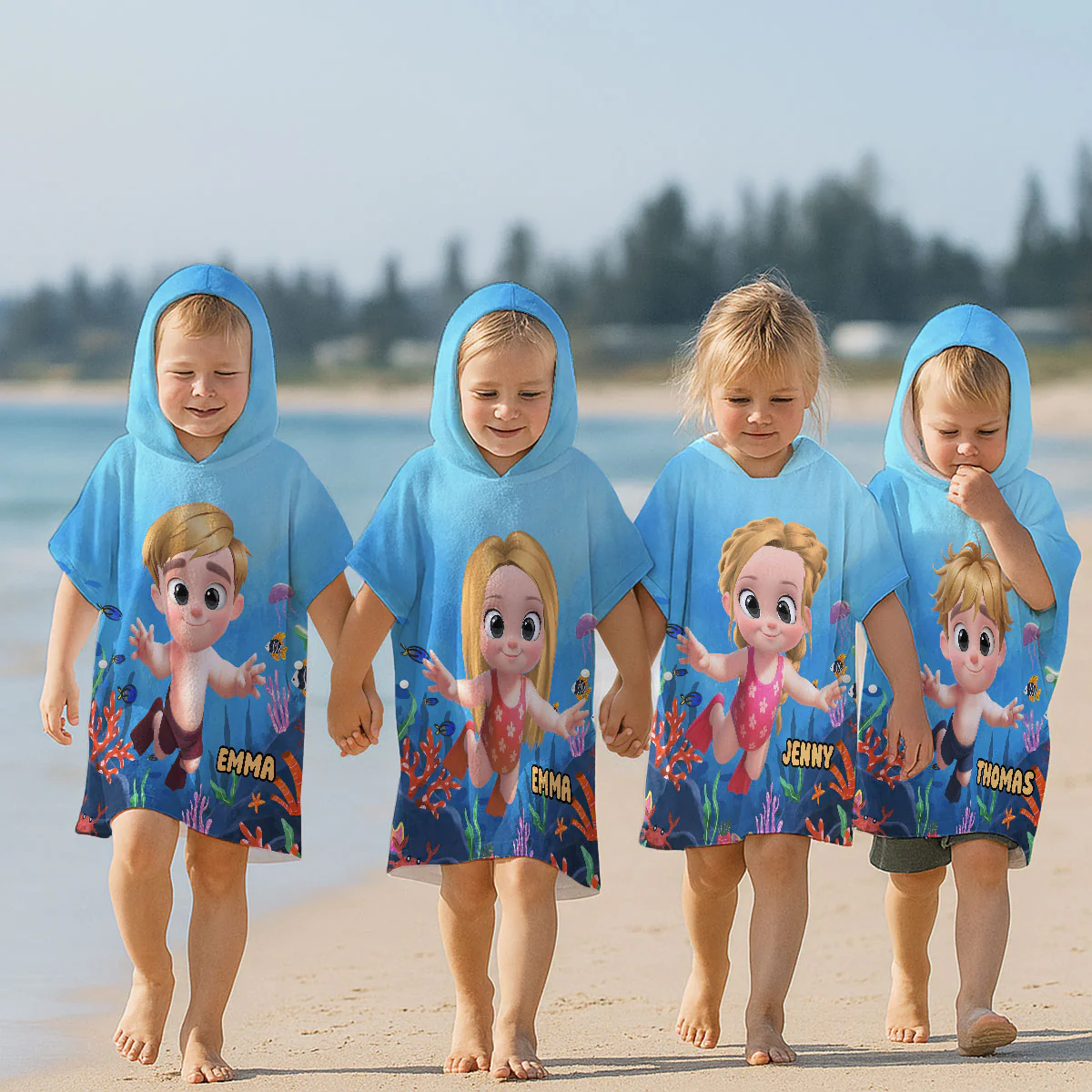 Cartoon Kid Character Marine - Personalized Custom Hooded Beach Towel - Image 4