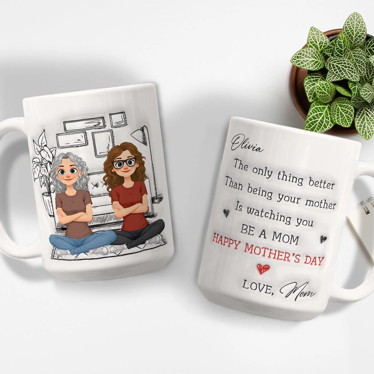 Cartoonize Parents And Daughter - Personalized Custom 3D Inflated Effect Mug - Image 2