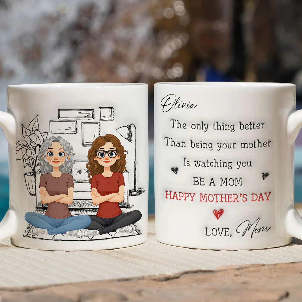 Cartoonize Parents And Daughter - Personalized Custom 3D Inflated Effect Mug - Image 3
