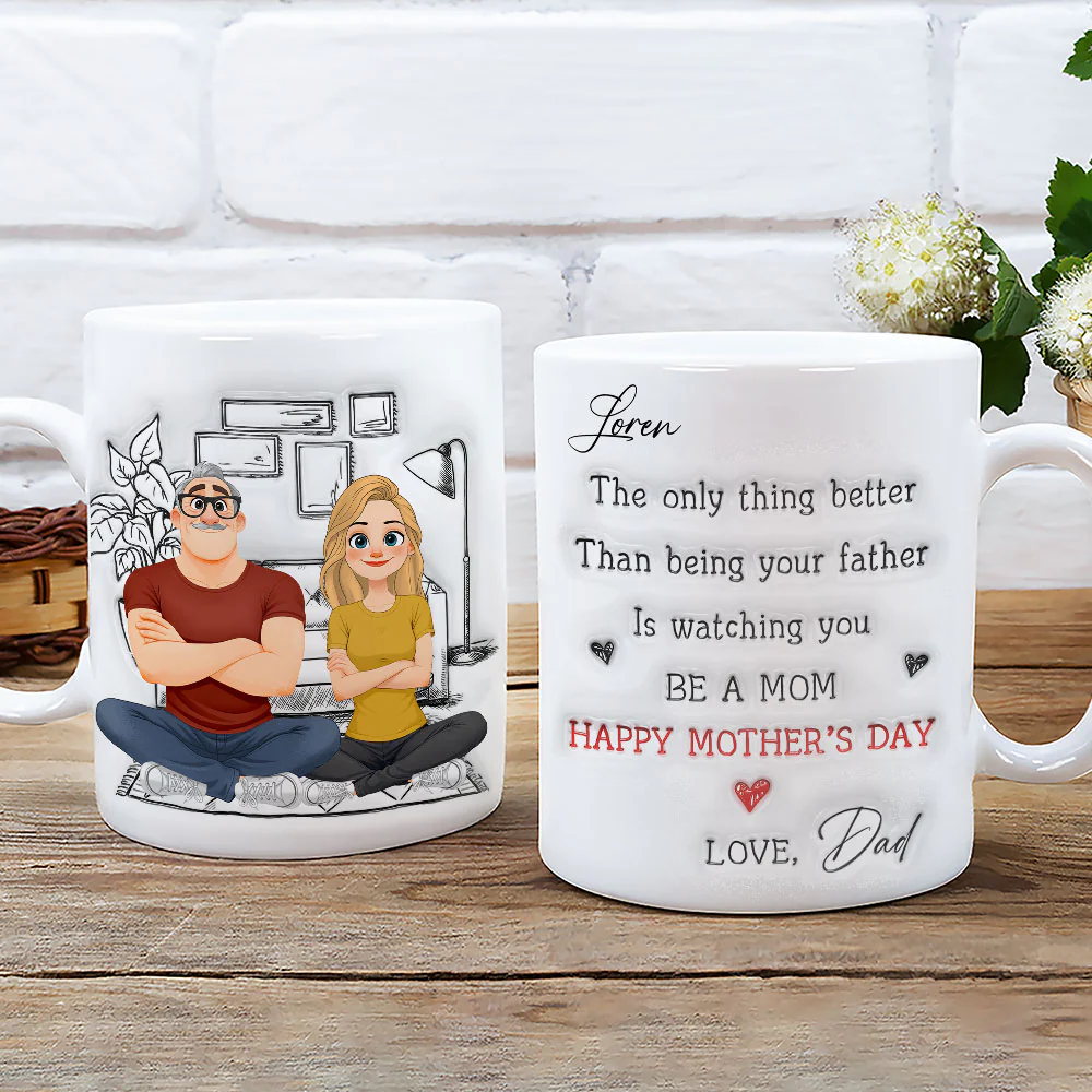 Cartoonize Parents And Daughter - Personalized Custom 3D Inflated Effect Mug - Image 4