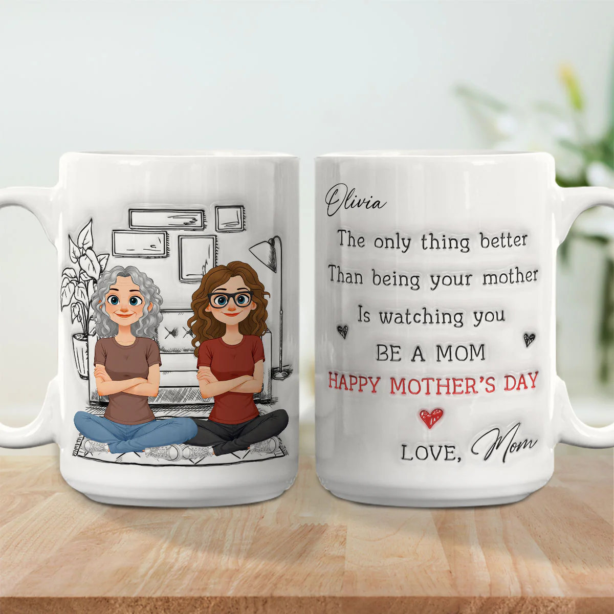 Cartoonize Parents And Daughter - Personalized Custom 3D Inflated Effect Mug - Image 5