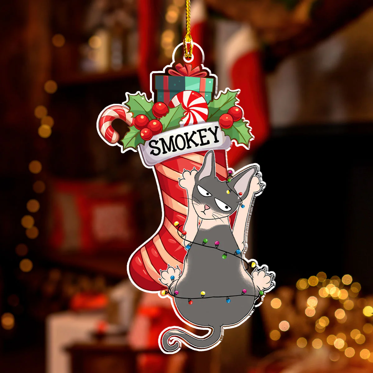 Cat Scratching - Personalized Custom Acrylic Ornament - Image 3