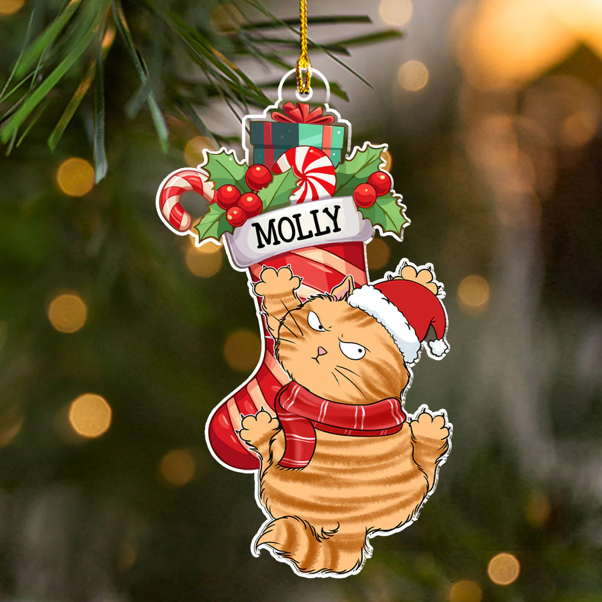 Cat Scratching - Personalized Custom Acrylic Ornament - Image 4