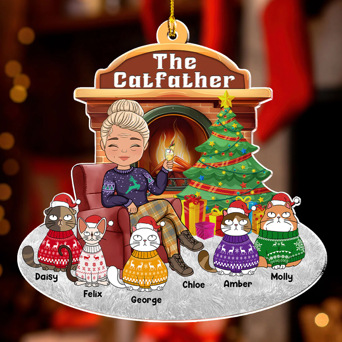 Catparent Christmas - Personalized Custom Acrylic Ornament - Image 5