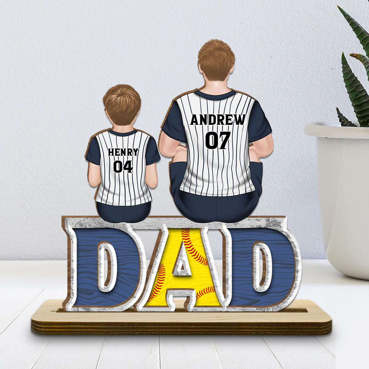Champions From Daddy Love - Personalized Custom 2-Layer Wood Plaque With Flat Base - Image 2