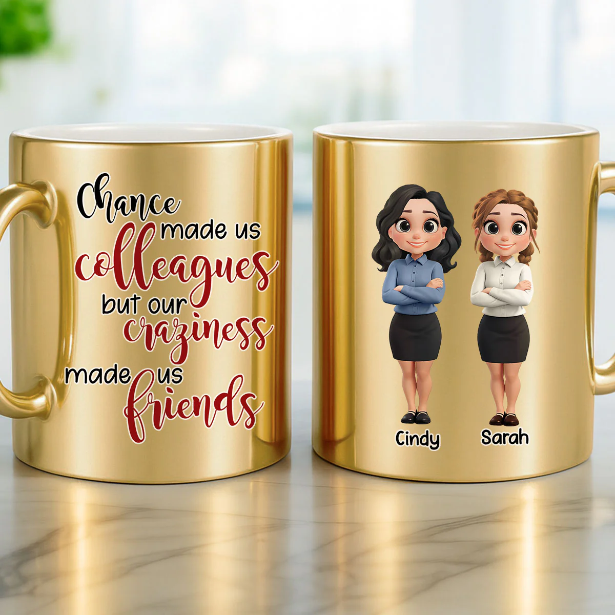 Chance Made Us Colleagues - Personalized Custom Metallic Mug - Image 4