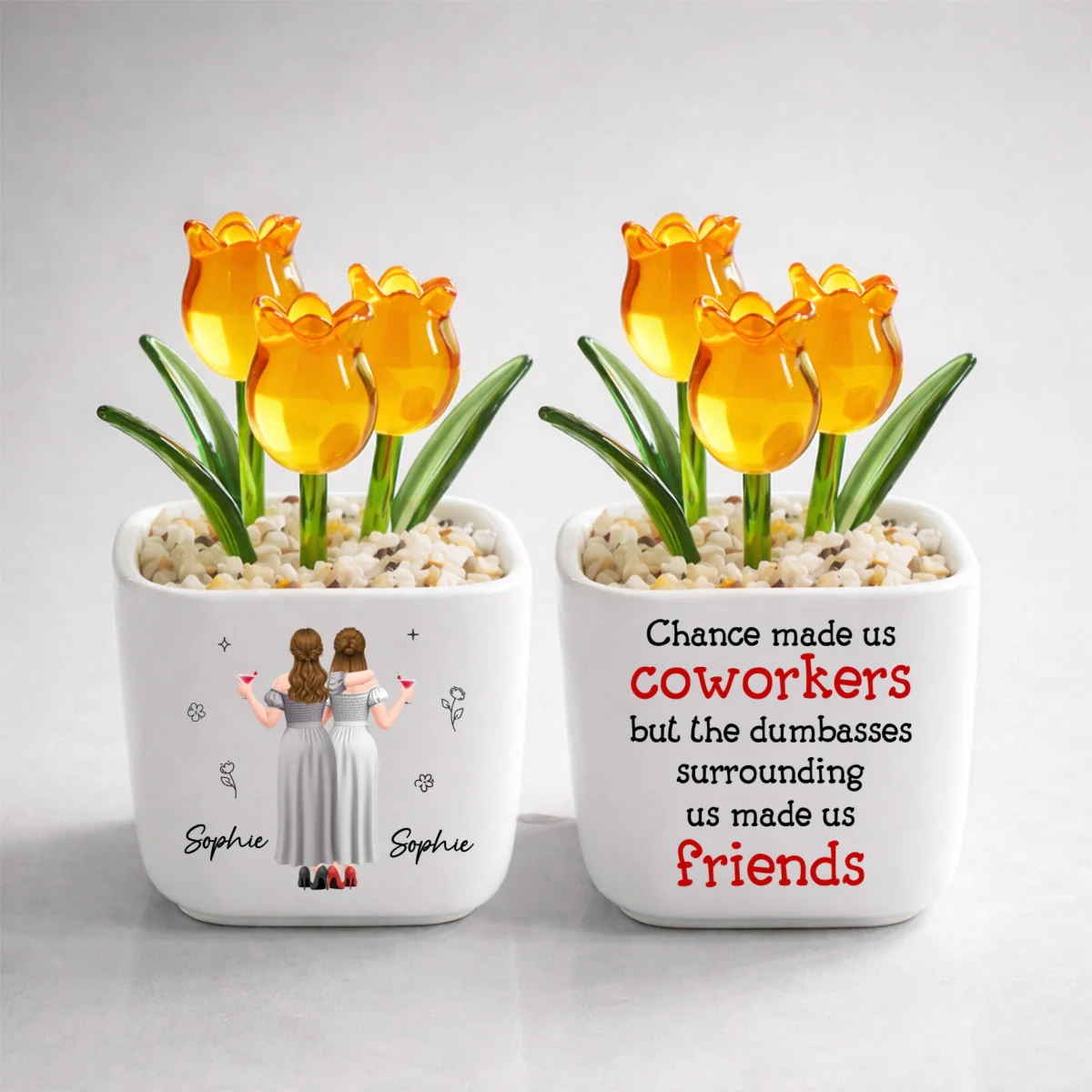 Chance Made Us Coworkers - Personalized Custom Glass Everlasting Tulips - Image 10