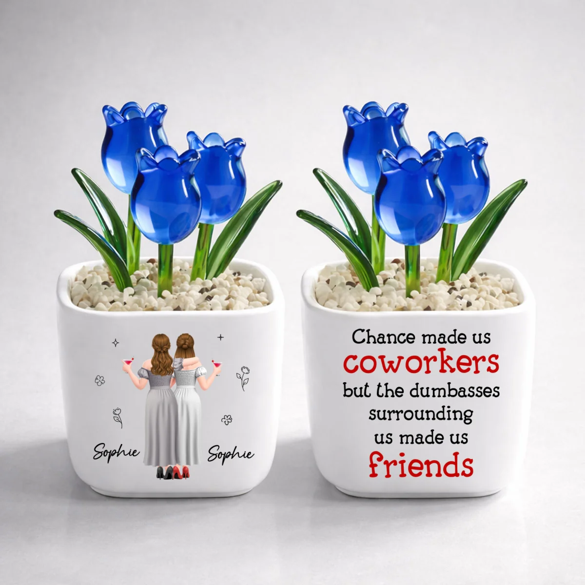 Chance Made Us Coworkers - Personalized Custom Glass Everlasting Tulips - Image 7