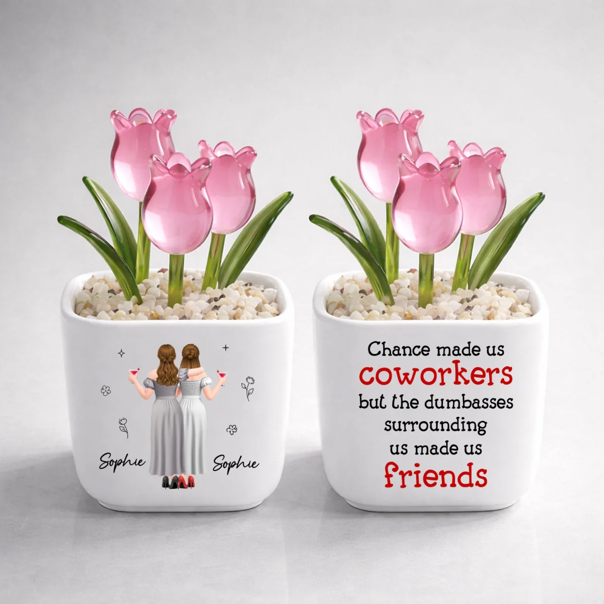 Chance Made Us Coworkers - Personalized Custom Glass Everlasting Tulips - Image 8