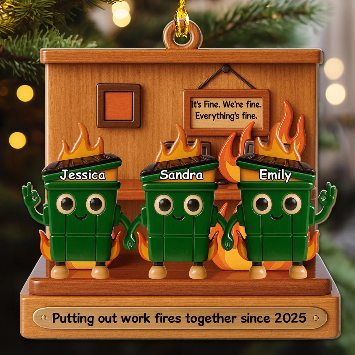 Chaos Crew Since Day One - Personalized Custom 3D Effect Wood Ornament - Image 2