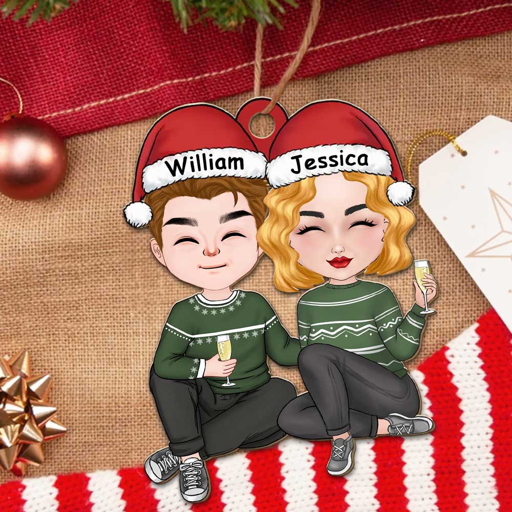 Cheers To A Merry Christmas - Personalized Custom Wood Ornament - Image 4