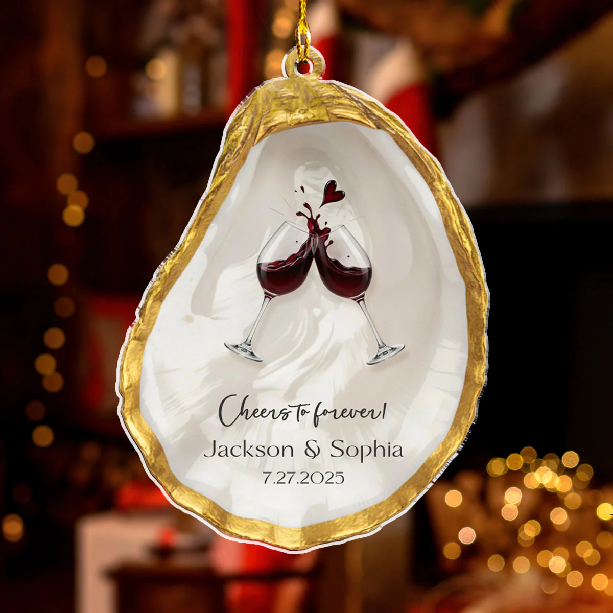 Cheers to Forever - Personalized Custom Acrylic Ornament - Image 2