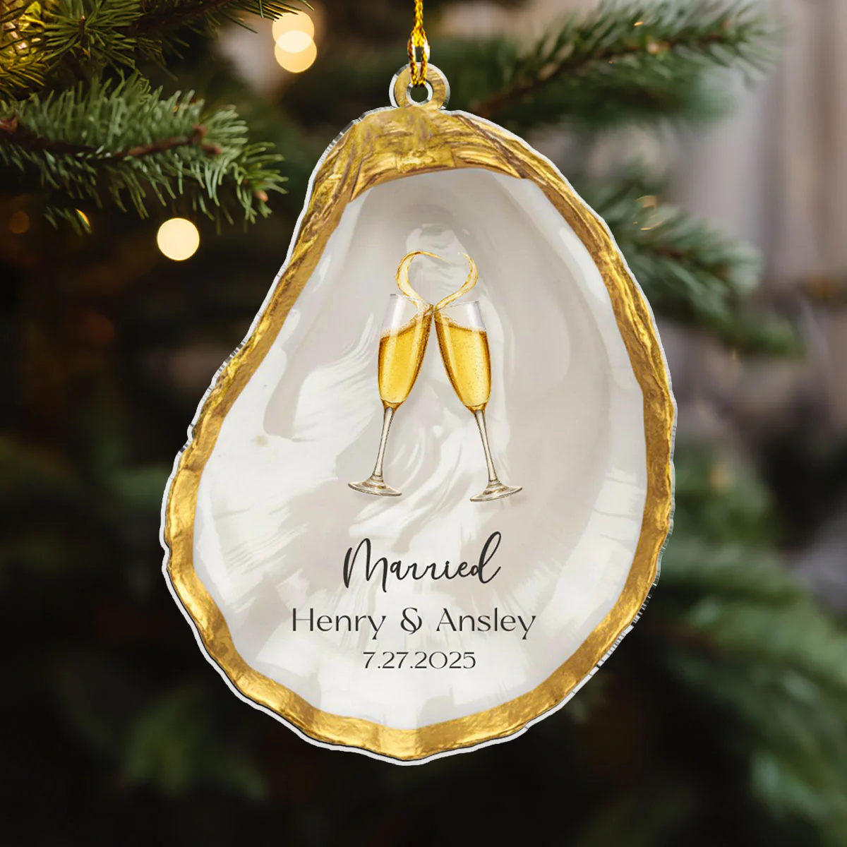 Cheers to Forever - Personalized Custom Acrylic Ornament - Image 3