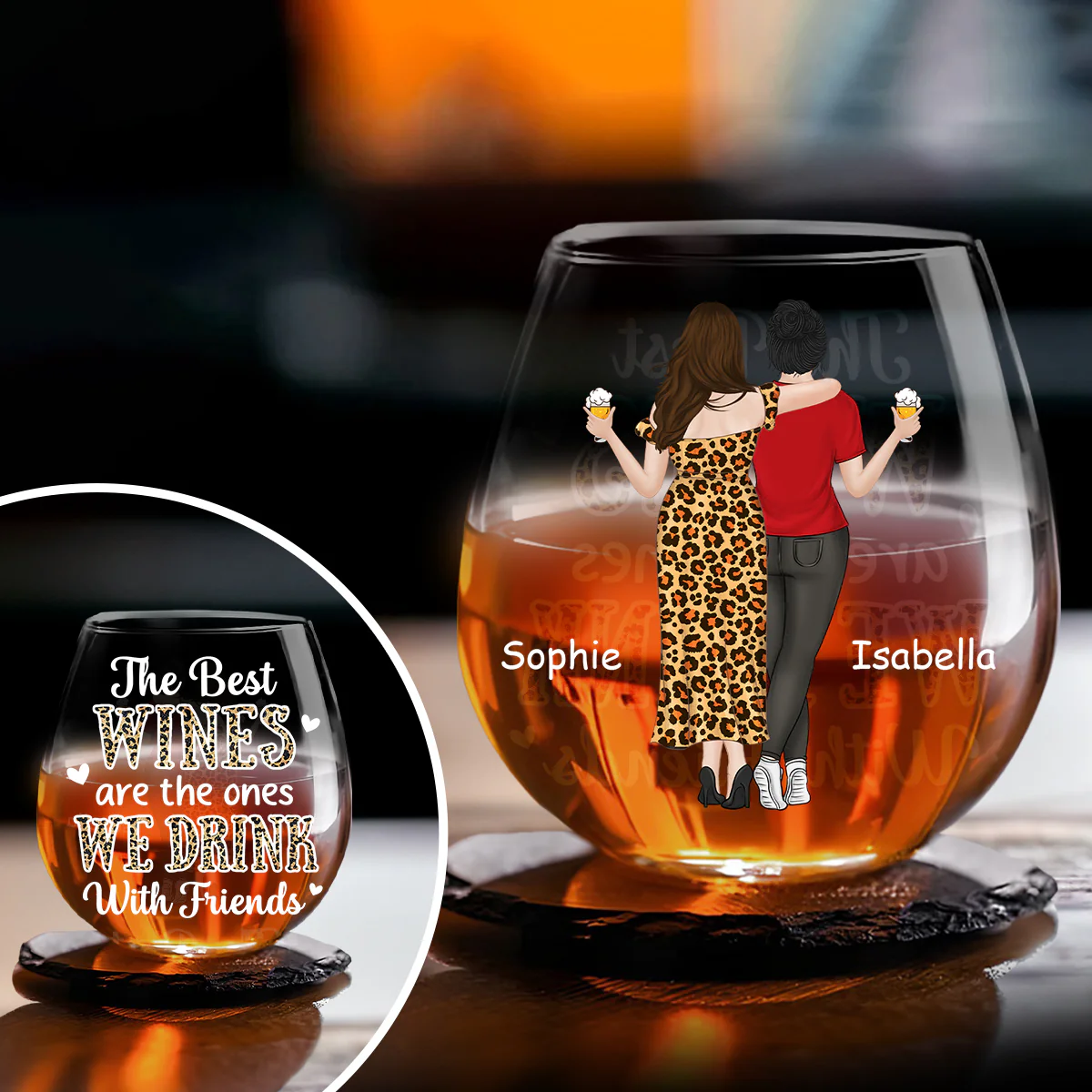 Cheers To Friendship - Personalized Custom Wine Glass - Image 2