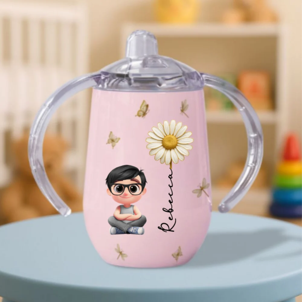 Child Is The Most Beautiful Flower - Personalized Custom Sippy Cup With Handles - Image 5